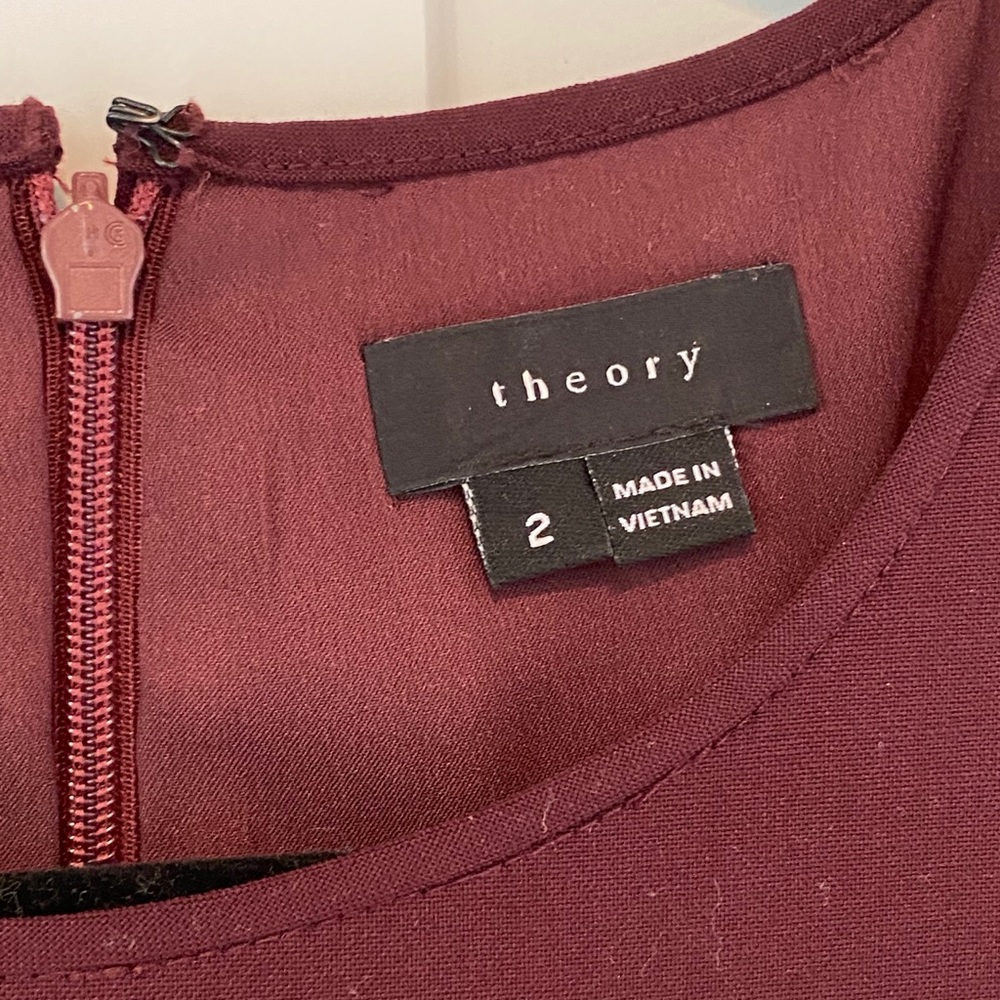 Theory Maroon Sheath Structured A Line Dress - image 7